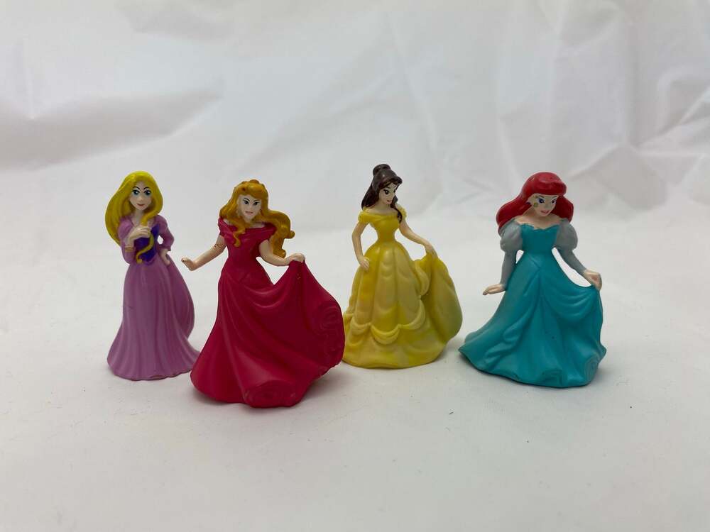 Set of 4 Disney Princess Figures 3" Tall PVC Cake Topper / Figurine Collection
